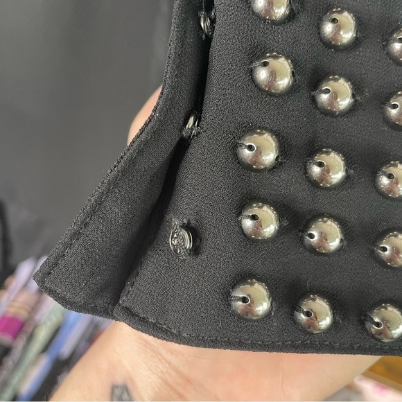 DOUBLE Zero Black Sheer Studded Hi Low Blouse - Picture 3 of 8